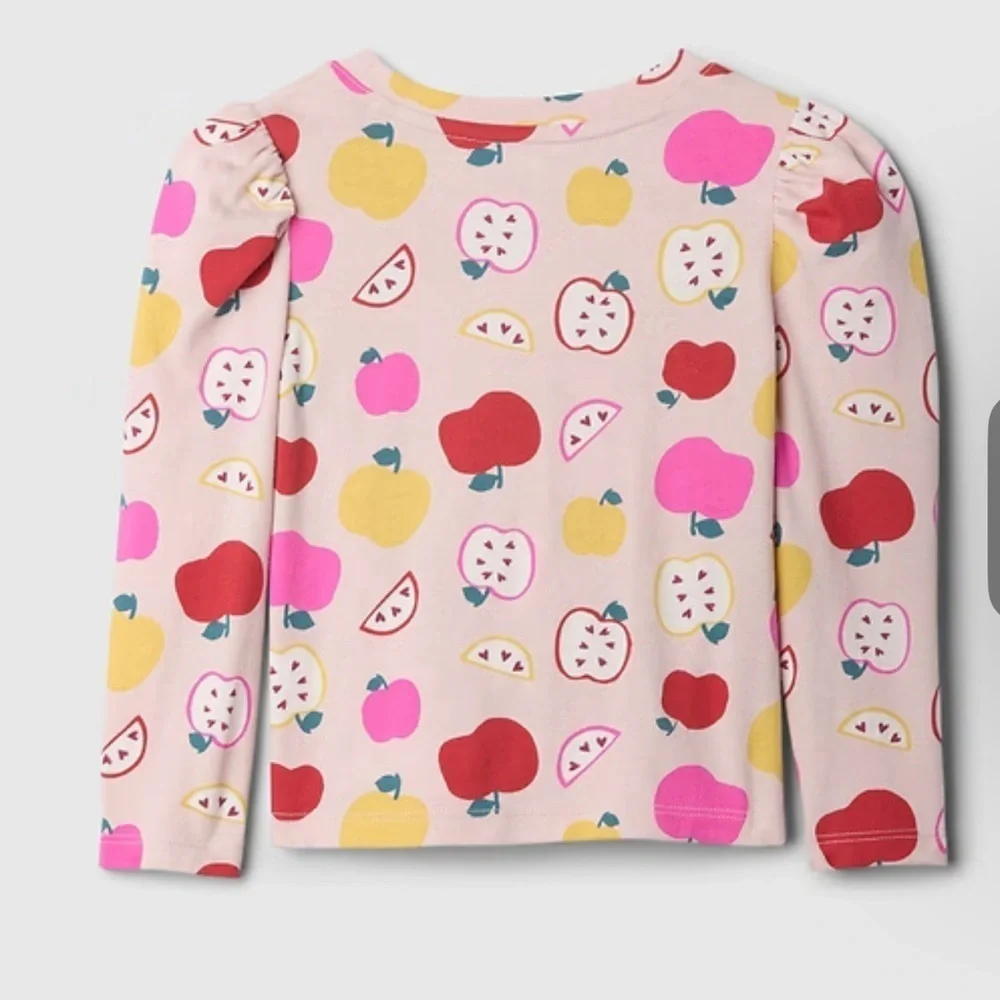 GAP Kids Long Sleeve Tee with Apple Print - Pink, Red, and Yellow